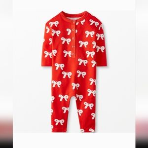 Hanna Andersson EUC Baby Girl Red Christmas Holiday Bow Romper 3-6 months